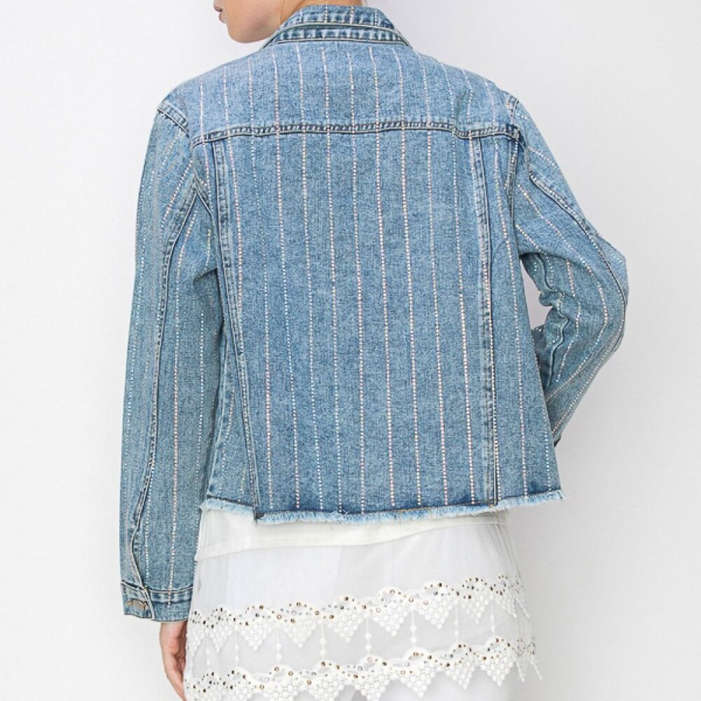 new ORIGMAI embellished jean denim jacket (7-colors) SM-2X classic rhinestones - Picture 13 of 16